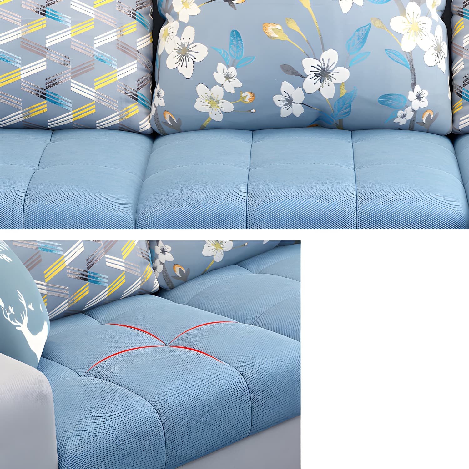 Modern L-Shaped Linen Sectional Sofa with Ottoman and Slipcover, Reversible Design - image 17