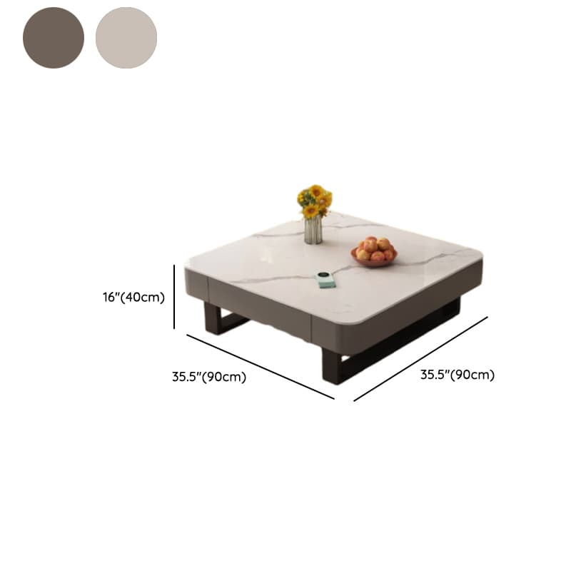 Funky Single Rock Side Table with Toboggan Base, Gray/White Square Top, and 1 Drawer - image 15