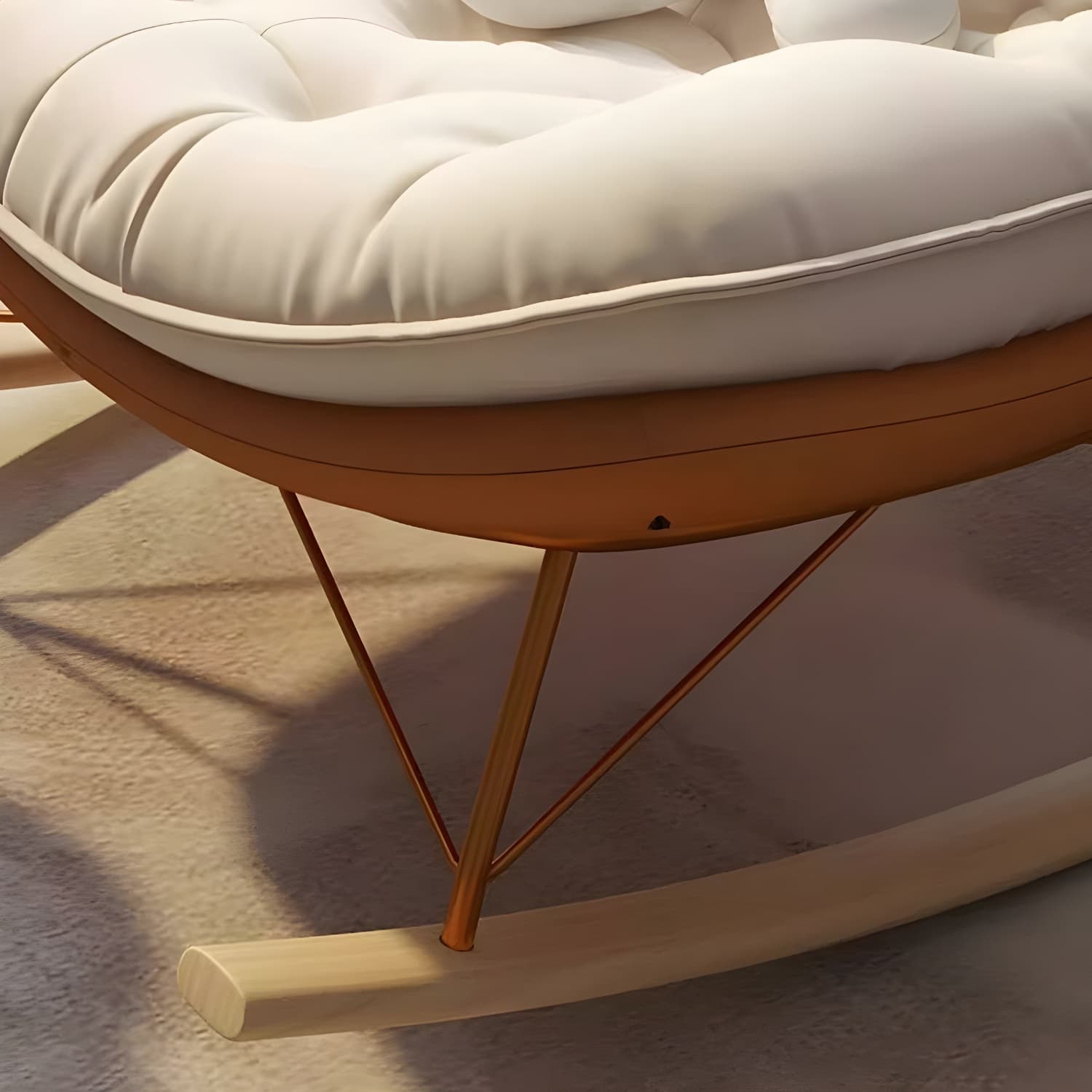 Contemporary Rocking Chair with Spindle Back, Tufted Upholstered and Wood Legs - image 10