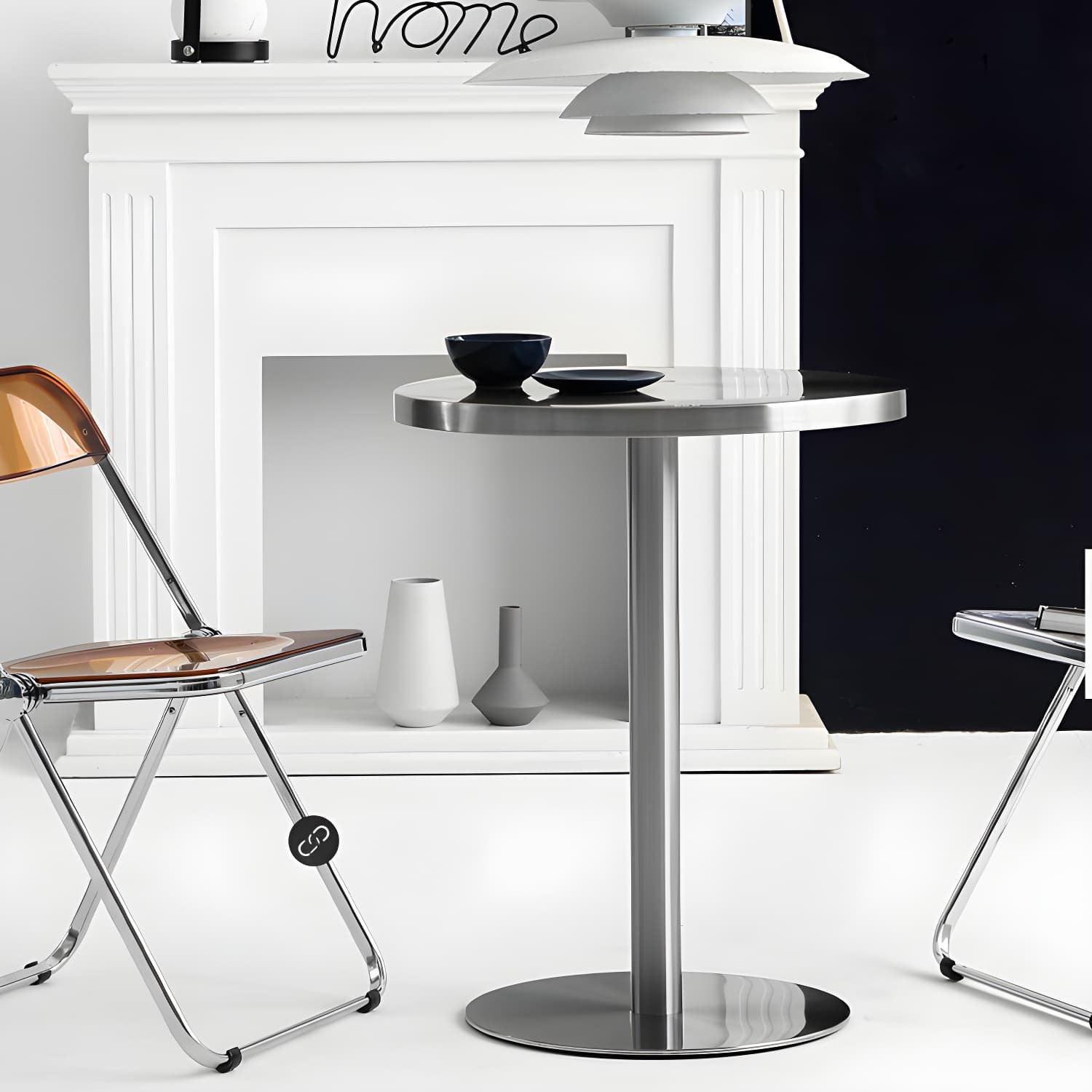Industrial Dining Room Table Stainless Steel Table with Pedestal Table for Home Kitchen Dinner - image 9