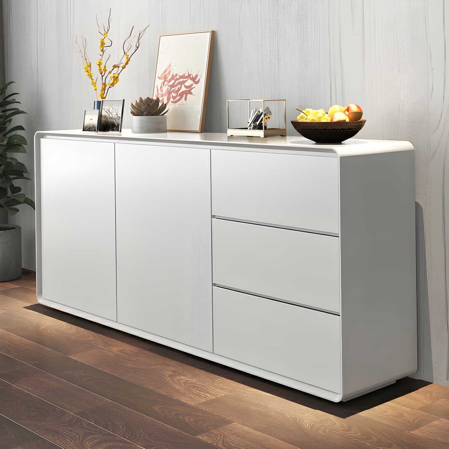 Modern Wood Buffet Sideboard Cabinet with 2 Doors and 3 Drawers - image 8