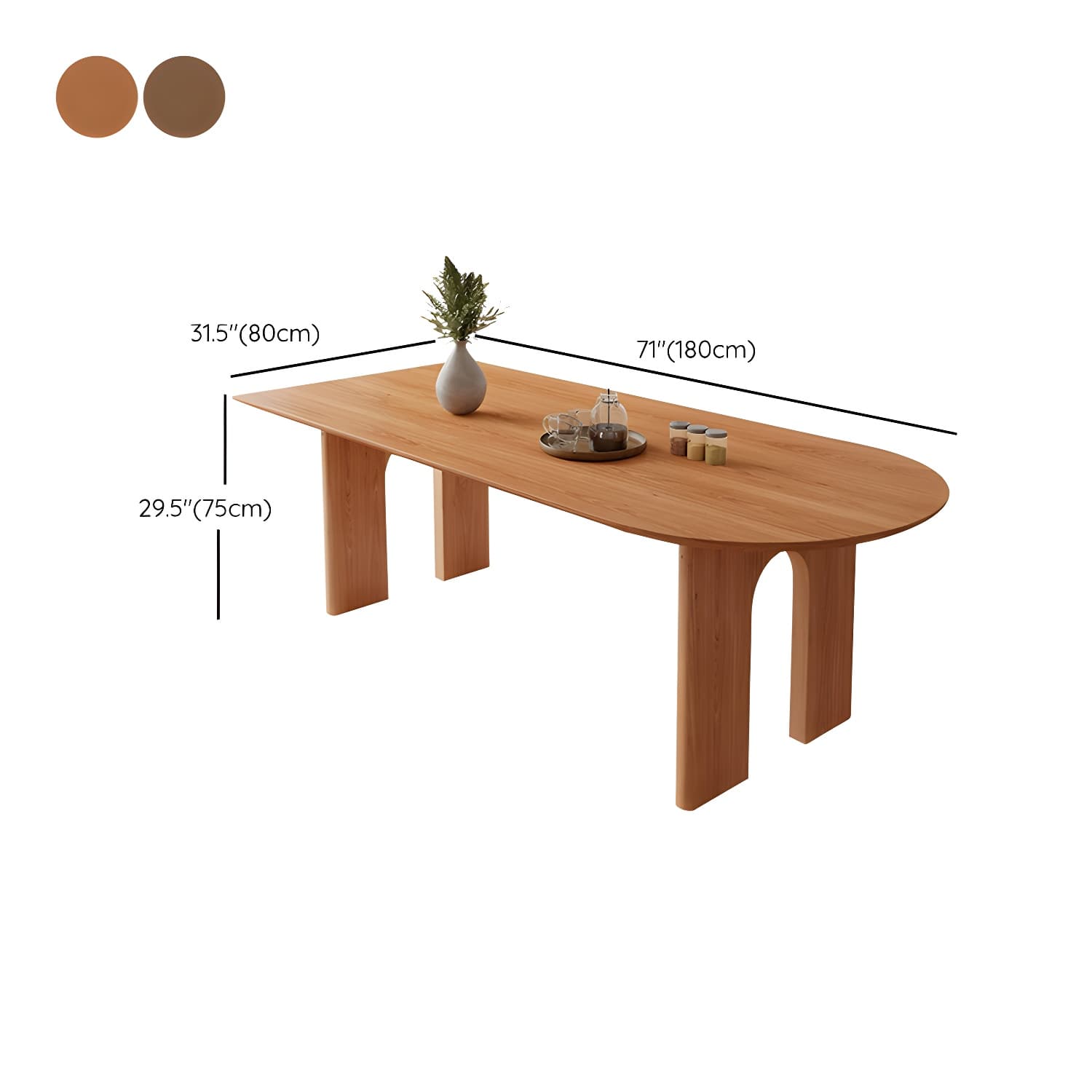 Scandinavian Wooden Oval Dining Table in Natural and Brown for Dining Room - image 18