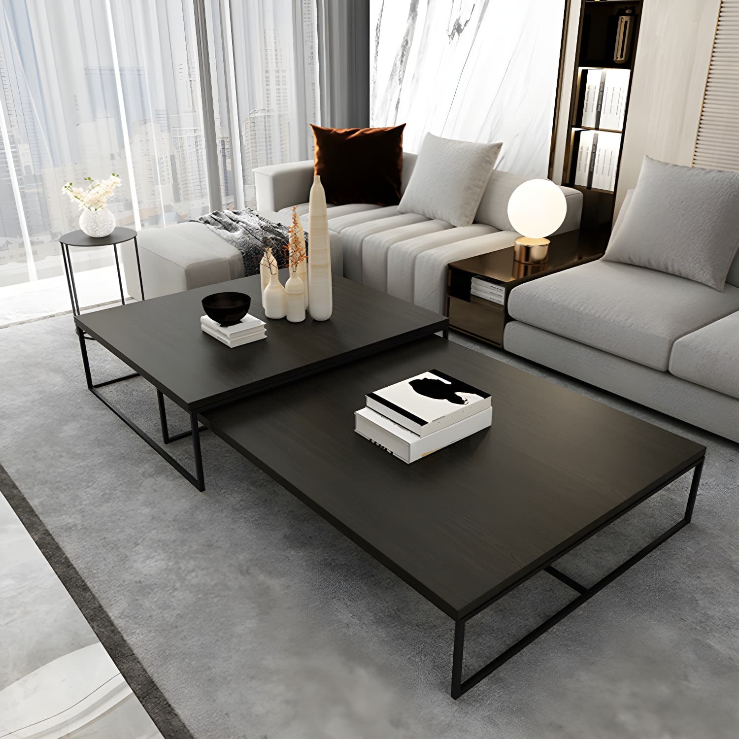 North European Wood Coffee Table Rectangle Frame Cocktail Table - image 3