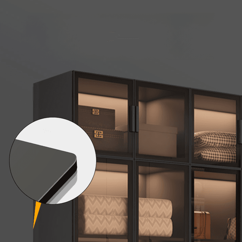 Ink-Colored Manufactured Wood Detached Wardrobe Closet with Soft Close Drawer, Door, Interior Shelves, and Clothing Rod - image 5
