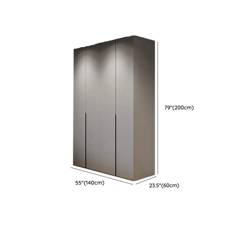Dove Grey Minimalist Manufactured Wood Wardrobe Closet with Compartments, Soft Close Door, Interior Shelves, and Clothing Rod - image 8