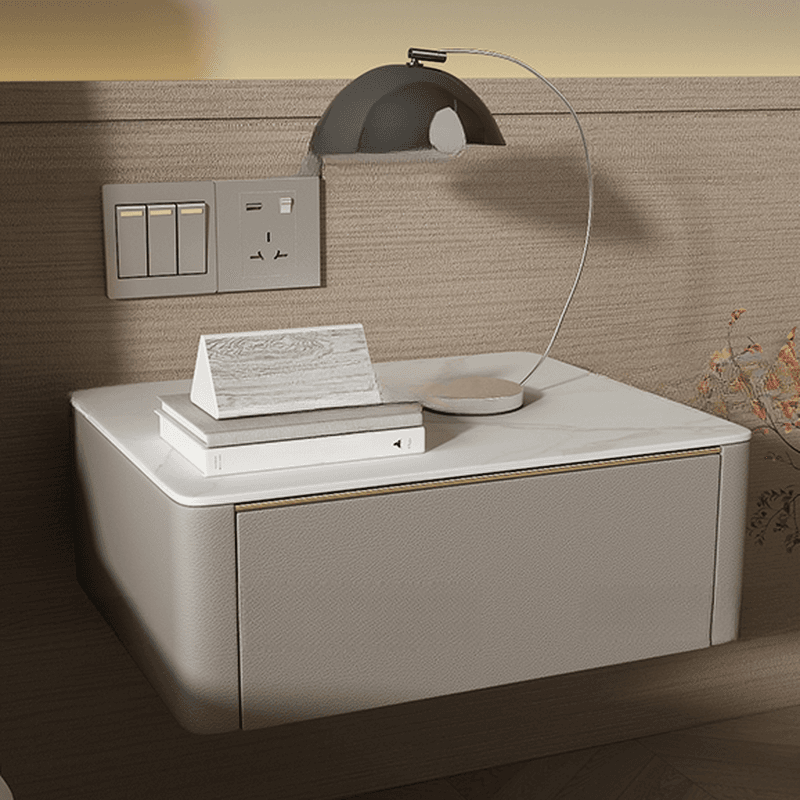 Organic Stone Countertop 1 Drawer Bedside Cabinet with Hanging Shelf - image 9