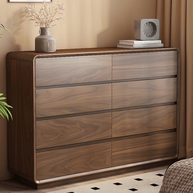 Cocoa Simplistic Natural Wood Double Dresser/Bachelor Chest/Lingerie Chest with 6/9/5 Drawers in Horizontal/Vertical Orientation