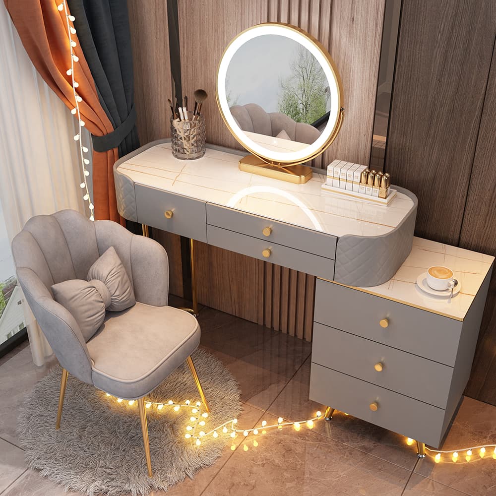 5/6 Drawers & Mirror Jewelry Vanity Desk 30.7" Tall Makeup Vanity Desk - image 4