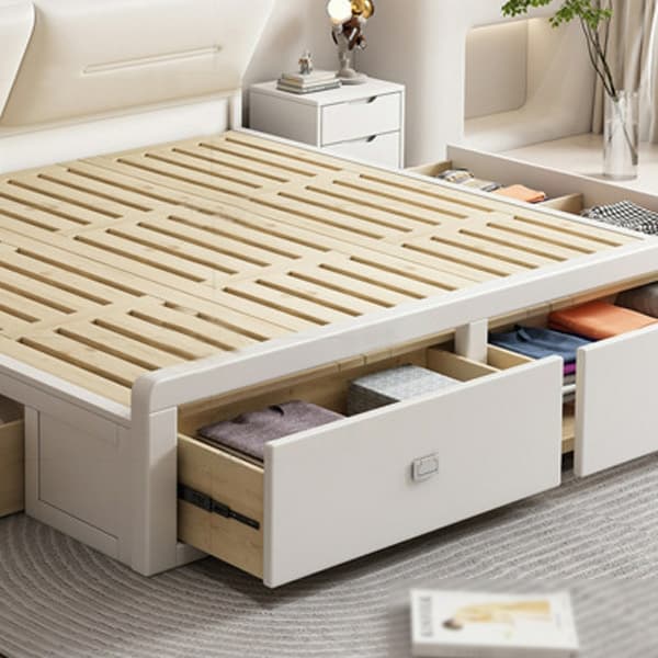 Modern Style Solid Wood Bed Arched Panel Upholstered Headboard Bed for Bedroom - image 9