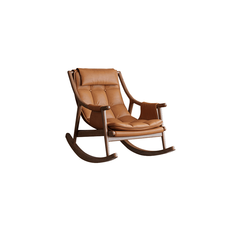 Simple Upholstered Rocking Chair with Ottoman, Scratch-tolerant Padded Track Arm, 2 Piece Set - image 5