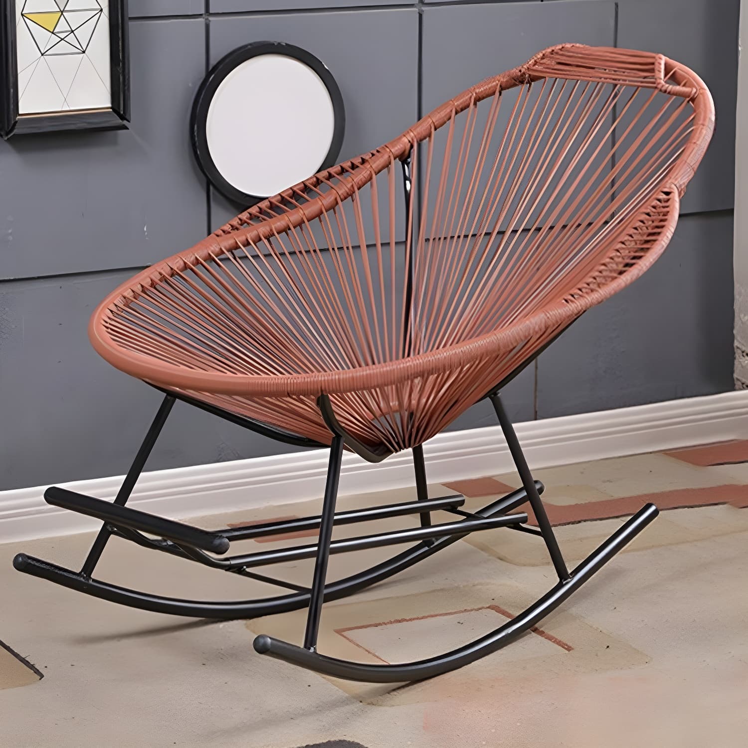 Modern Minimalist Rocker Chair Metal Frame Spindle Rocker Chair for Home - image 10
