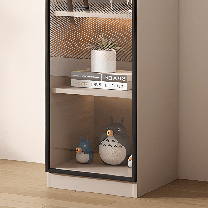 Simple Rectangular Standalone Accent Cabinet with Closet, Laminate Countertop, Glazed Door, and Sand Top - image 7