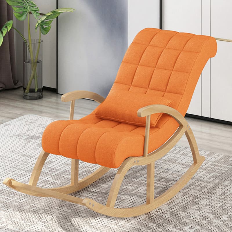 Stylish Contemporary Fabric Rocking Chair with Natural Wood Legs - image 12