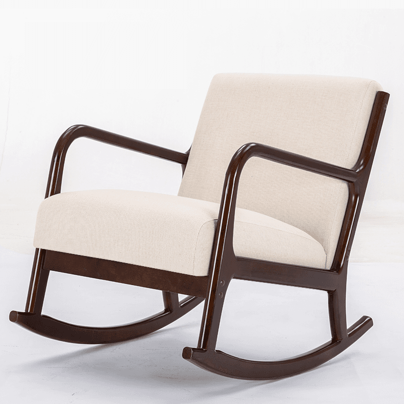 Modern Simple Style Wood Rocking Chair Couch with Cushioned Upholstery & Track Arm - image 4
