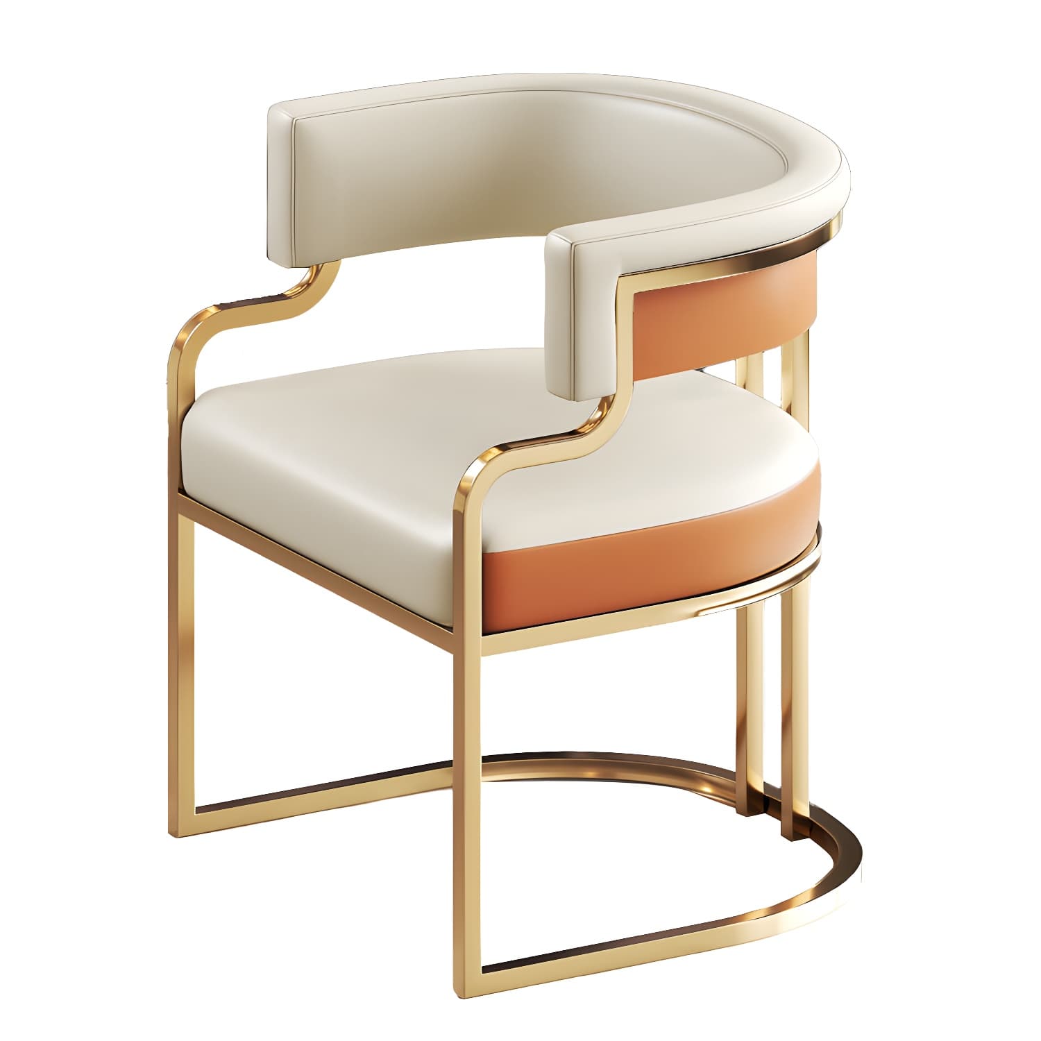 Upholstered Low-Back Arm Chair with Faux Leather and Brass/Gold Legs in Glam Style - image 19