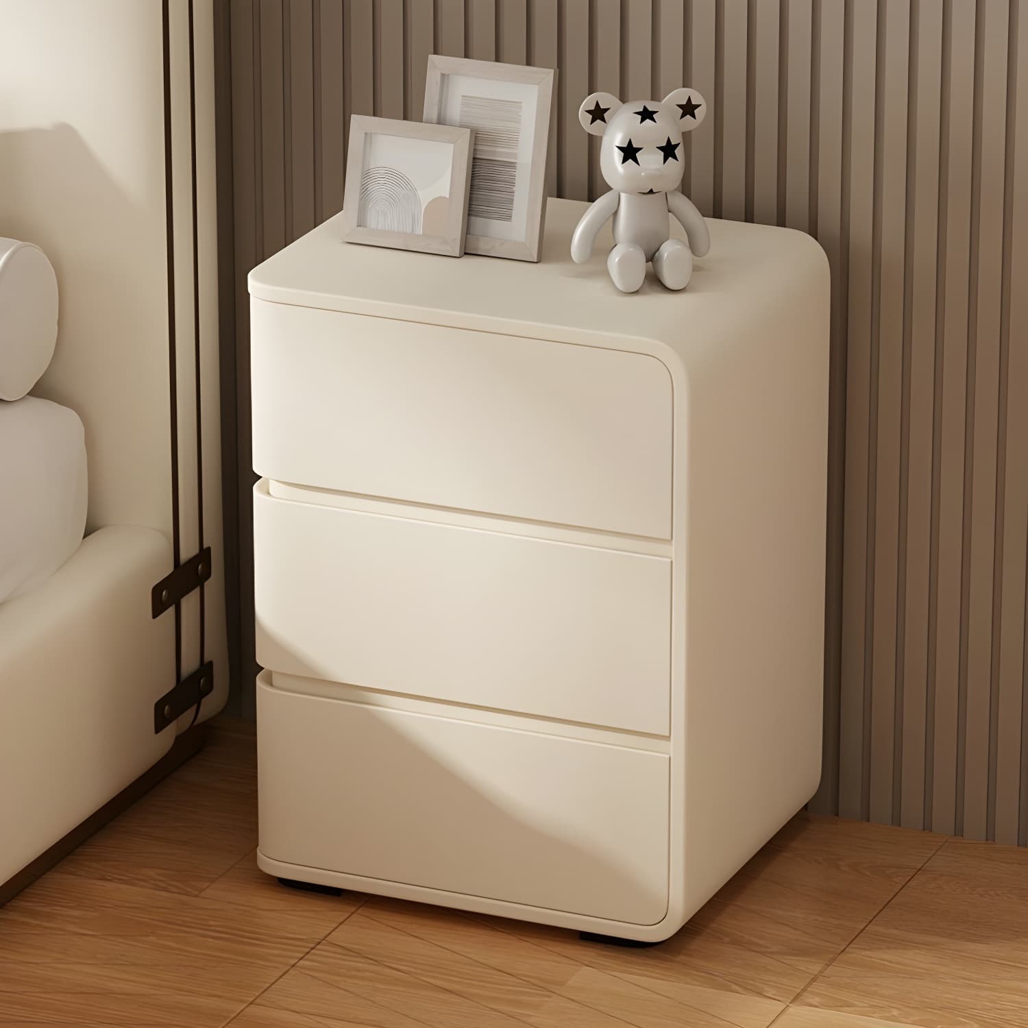 Modern Faux Leather Bachelor's Chest with 3 Drawers - Small Size Nightstand - image 10