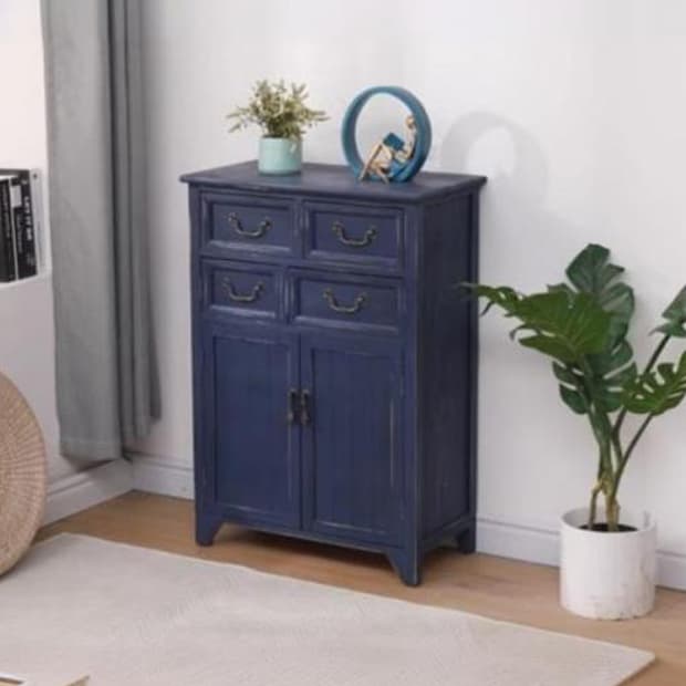 23.6'' Wood 1 Cabinet with Drawers Traditional Accent Cabinet in Distressed Finish
