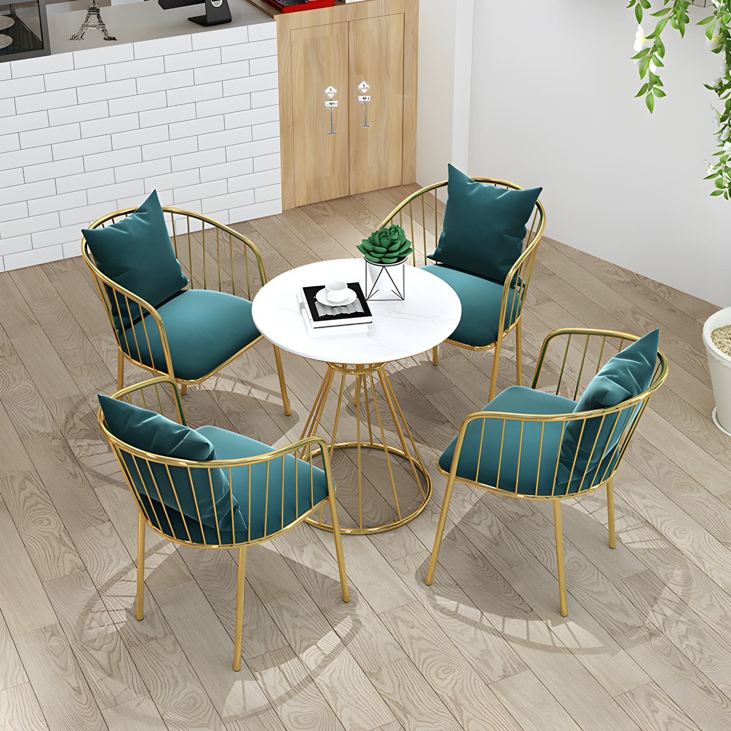Sintered Stone Dining Table Traditional Luxury Dining Table with Gold Base - image 15