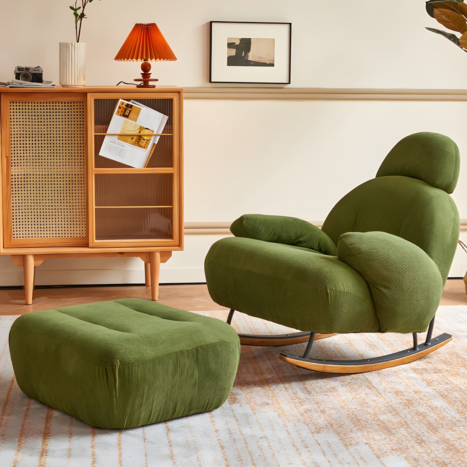 Rocking Accent Chair Solid Wood Contemporary Living Room Spindle - image 9