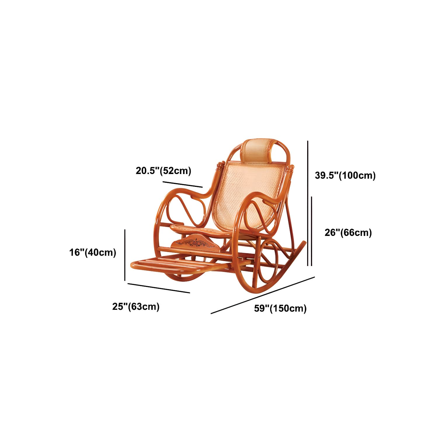 Traditional Spindle Rocking Accent Chair Tobacco Finish Rocker Chair Reclining - image 28