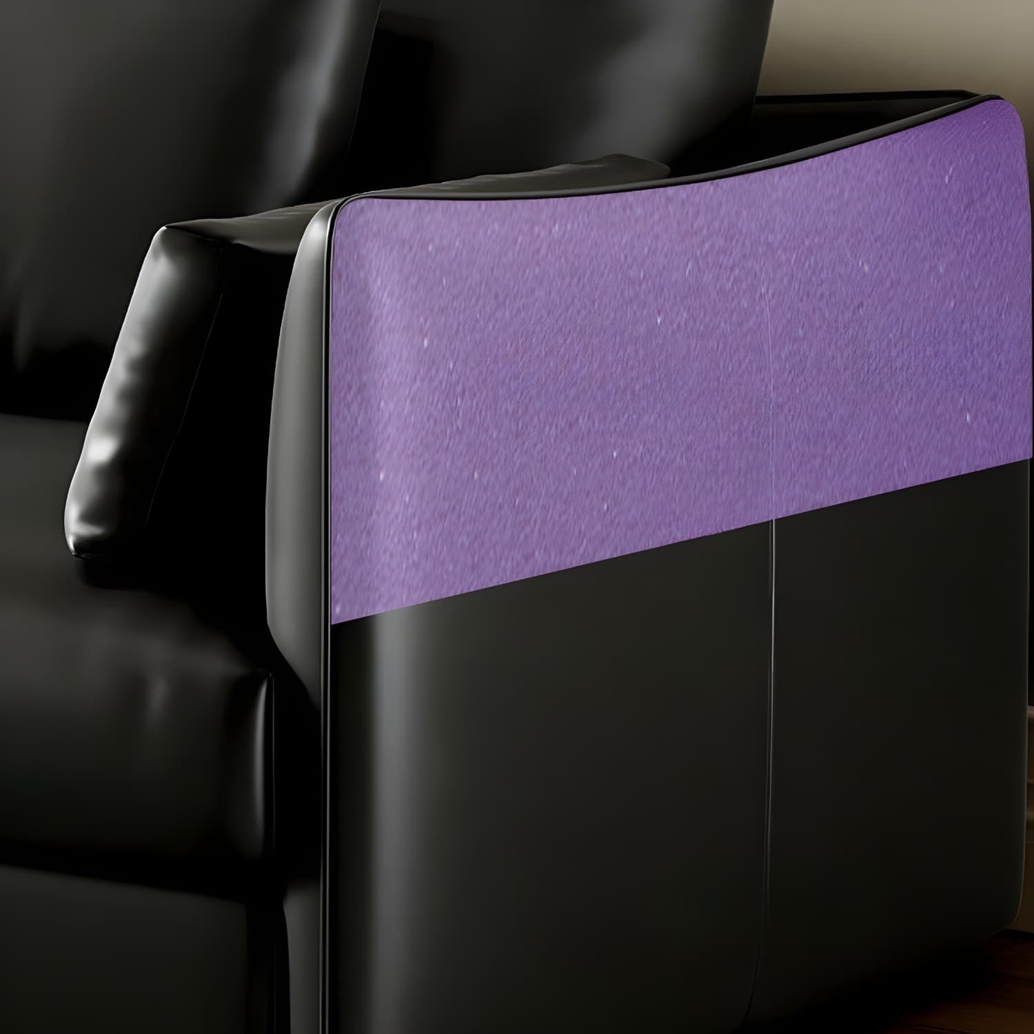 Modern Genuine Leather Sectional Sofa in Black with Recessed Arm - image 7