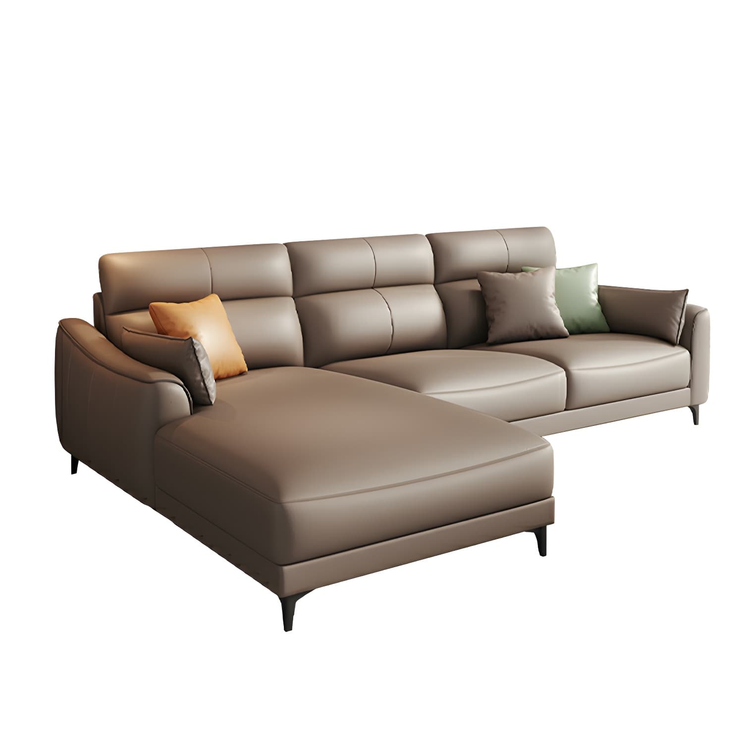 Modern Brown Stationary Sectional Sofa with Sloped Arms and Cushion Back - image 10