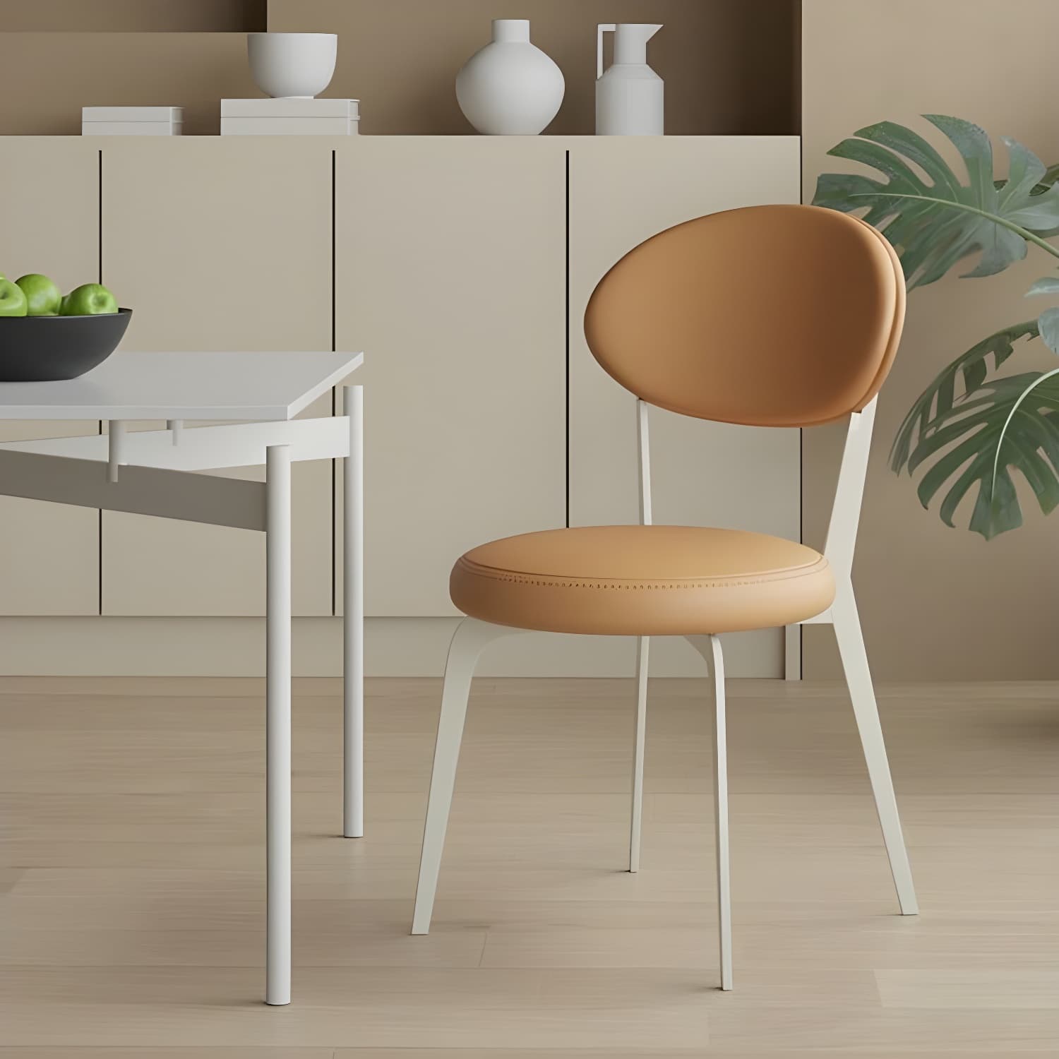 Dining Room Open Back Upholstered Dining Side Chair with Metal Frame - image 9