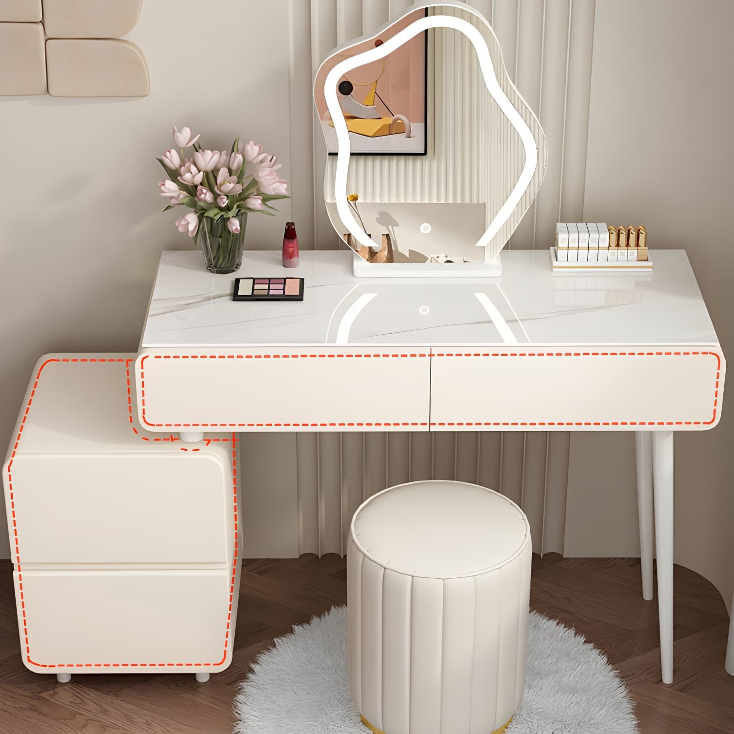 Contemporary Stone Top Vanity Dressing Table Bedroom Make-up Vanity - image 6