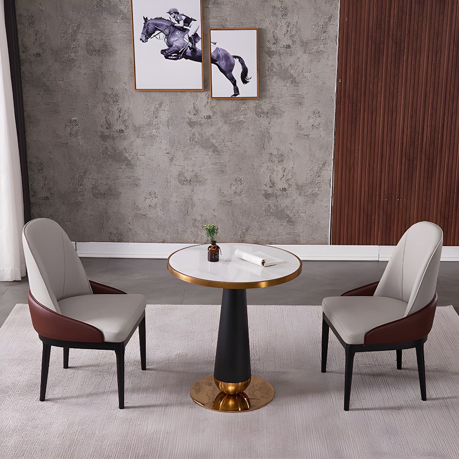 Metal Traditional Luxury Round Table Marble Top Indoor Table with Pedestal - image 11