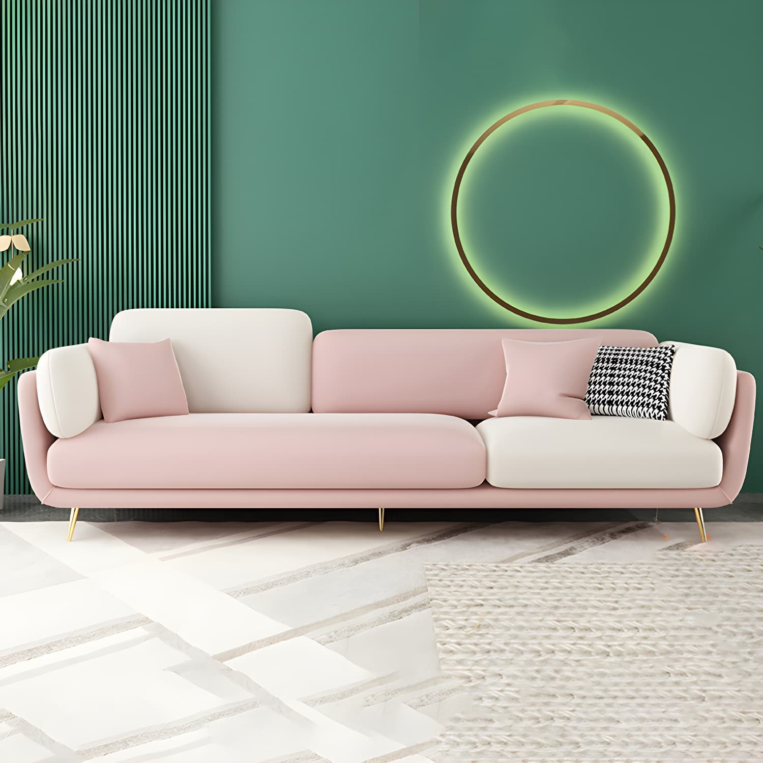 36" High Modern Velvet Square Arm Sofa with 2 Pillows Standard Sofa for Living Room - image 4