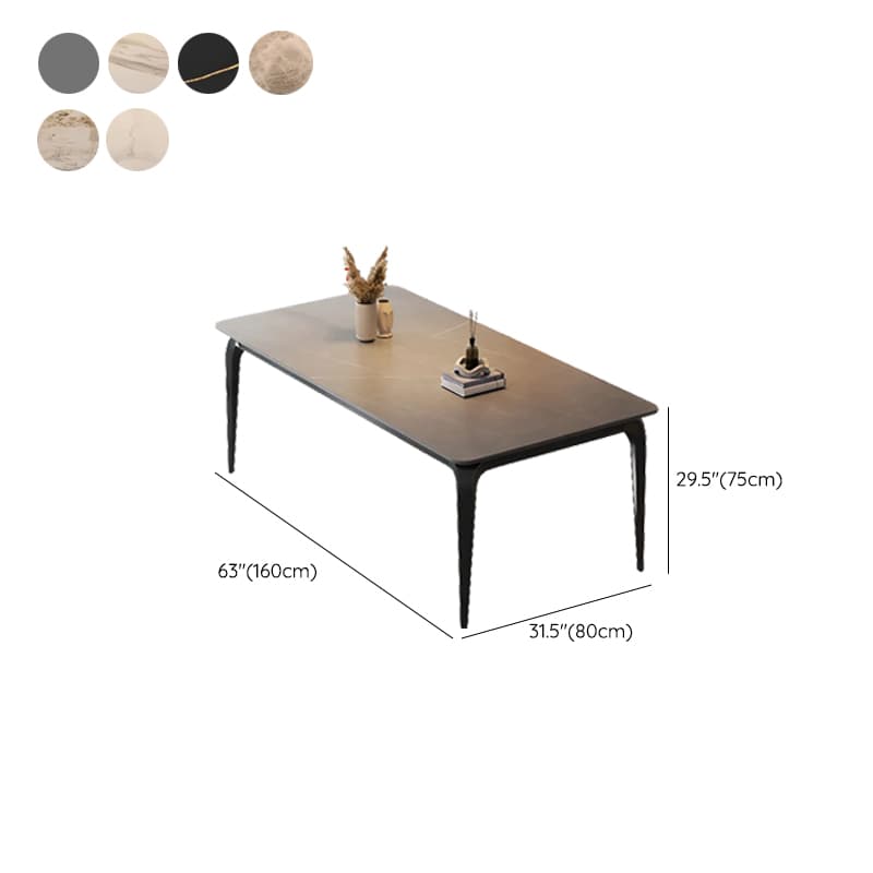 Minimalist Rectangular Dining Table with Slate Stone Top, Fixed Table, Storm Gray/White/Brown Colors - image 21
