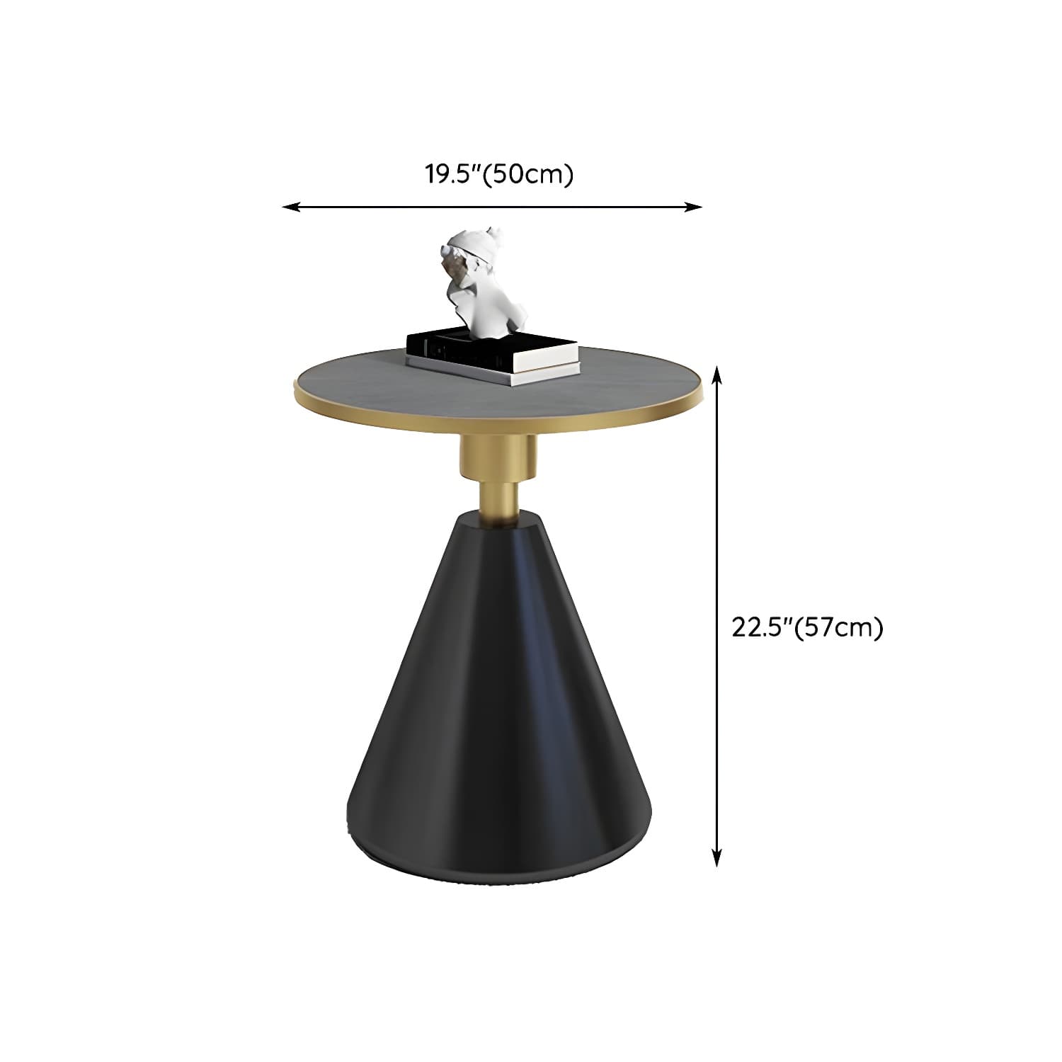 Round Stone Glam Coffee Table with Pedestal Iron Base and Built-in Storage - image 20