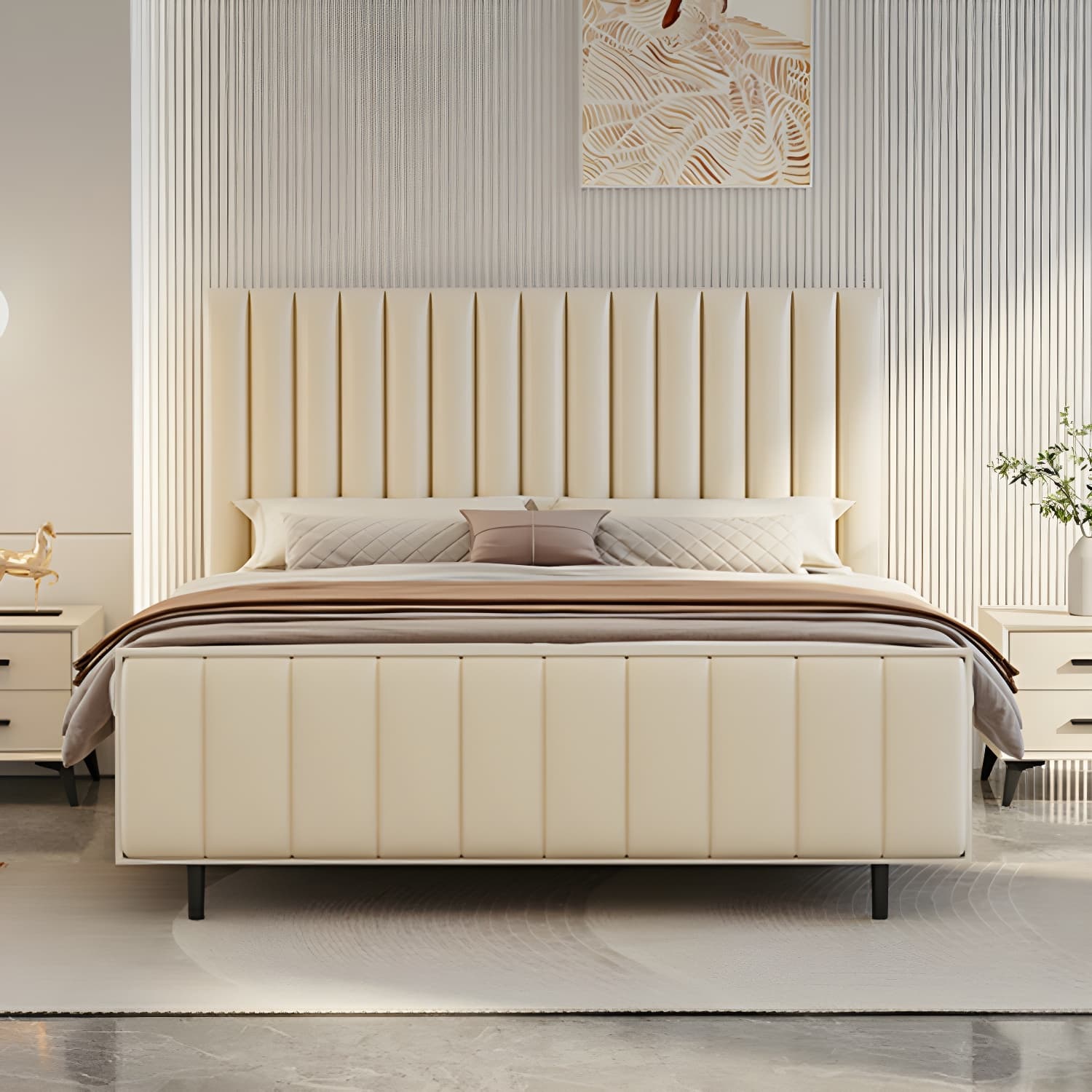Pine Solid Wood Bed Headboard Freestanding Modern Leather Panel - image 17