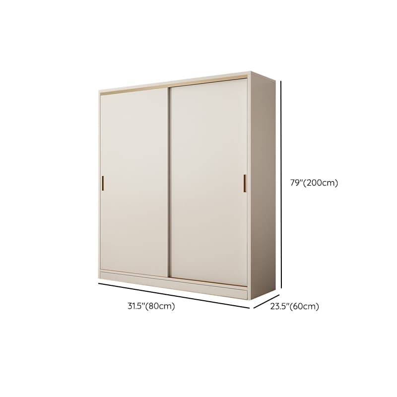Modern White Wood Wardrobe Armoire with Sliding Doors and Soft Close Drawers - image 9
