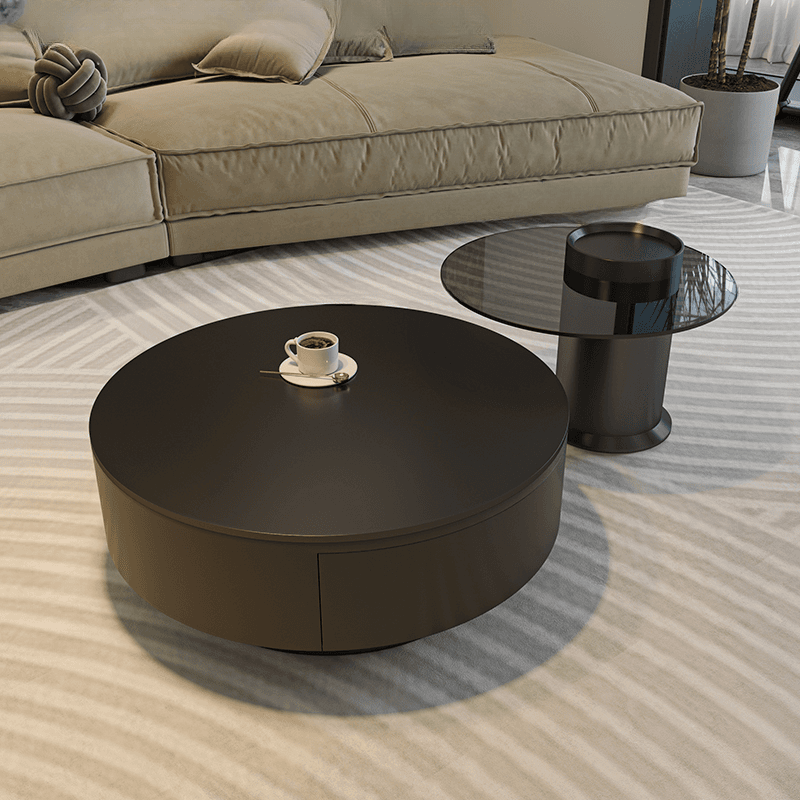 Double Nesting/Single Accent Table Set with Rounded Top and 2 Drawers