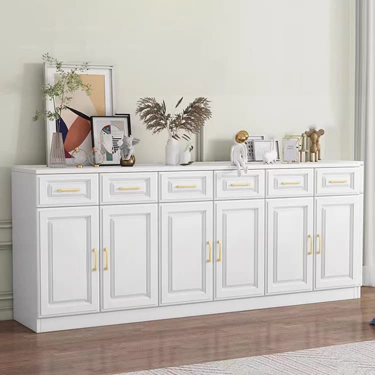 Detached Narrow/Standard Sideboard in Slab for Sitting Room with Pantry Hutch, 1 Shelf, 4 Doors/3 Doors/2 Doors and 4 Drawers/3 Drawers/2 Drawers in a Trendy Style - image 4