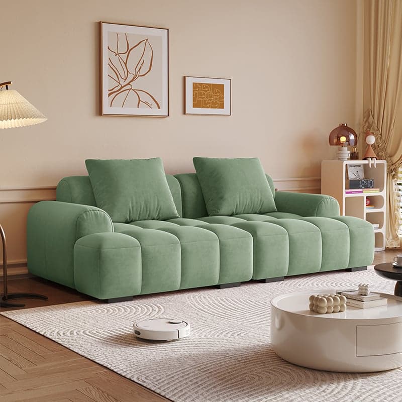 Modish Solid Color Stain Resistant Standard Sofa in Dark Gray/Emerald Green/Beige, 3-Seater with 2 Pillows - image 7