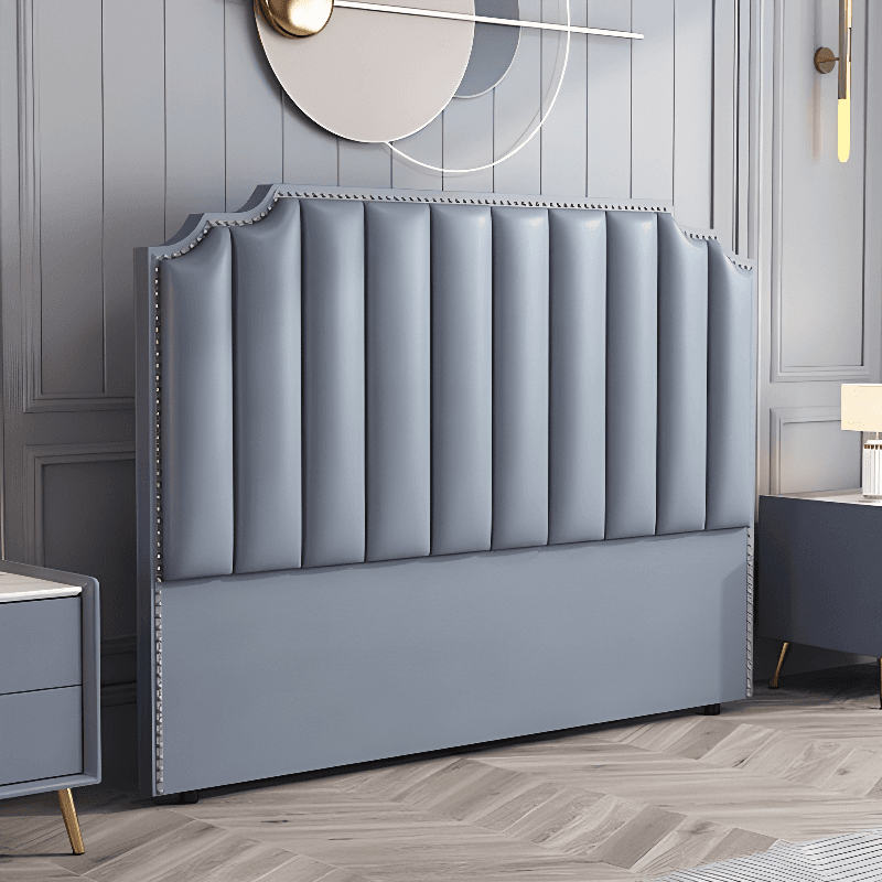 Modish Style Panel Headboard with No Distressing, Nailhead Border, Scooped Shape for Queen/Full Bed, Featuring Sponge Upholstery and Standard Height - image 3