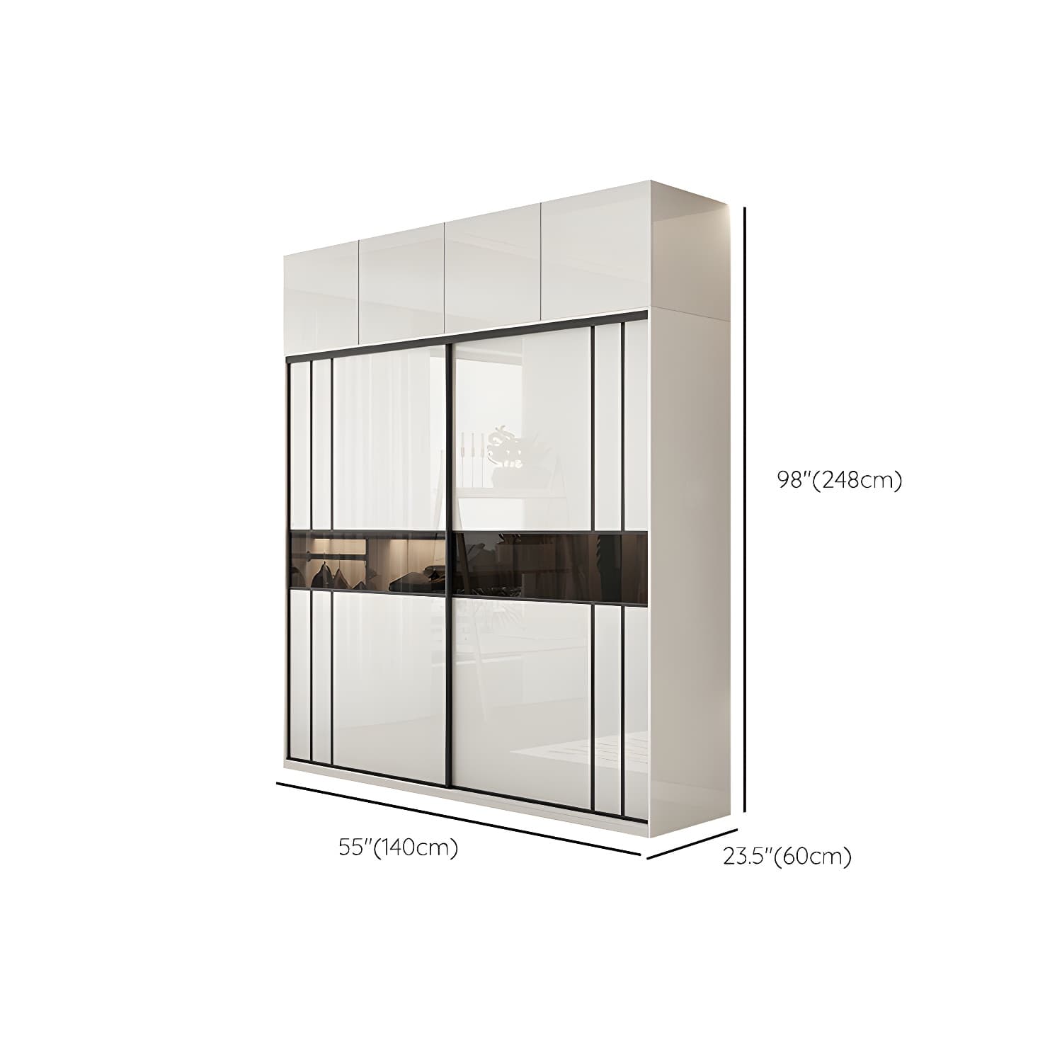 White Colour Wooden Wardrobe Cloth Rod Included Wardrobe Closet with Shelves - image 16