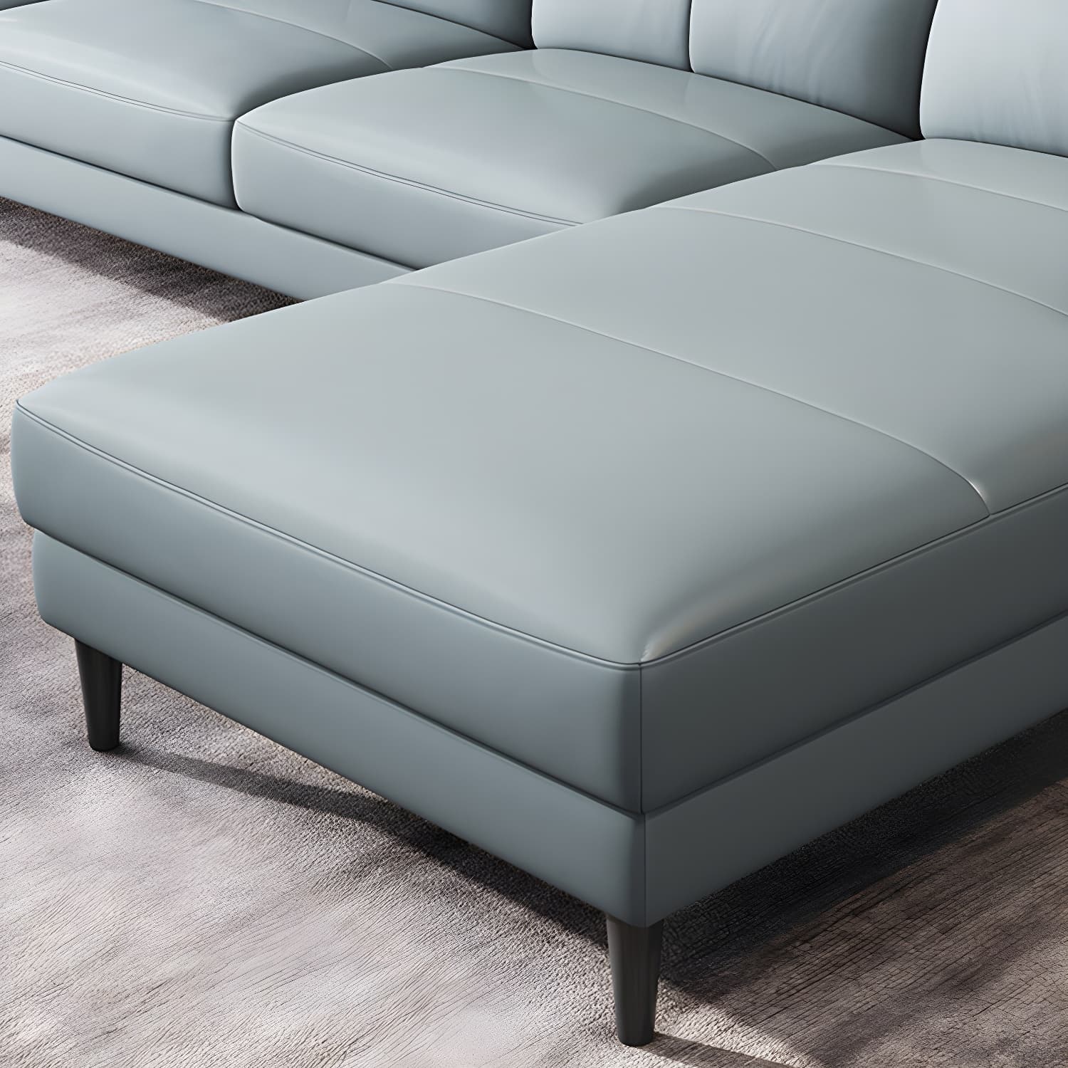 Modern Blue Genuine Leather Sectional Sofa Set with 3 Pieces of Large Size and Pillow Top Arms - image 8