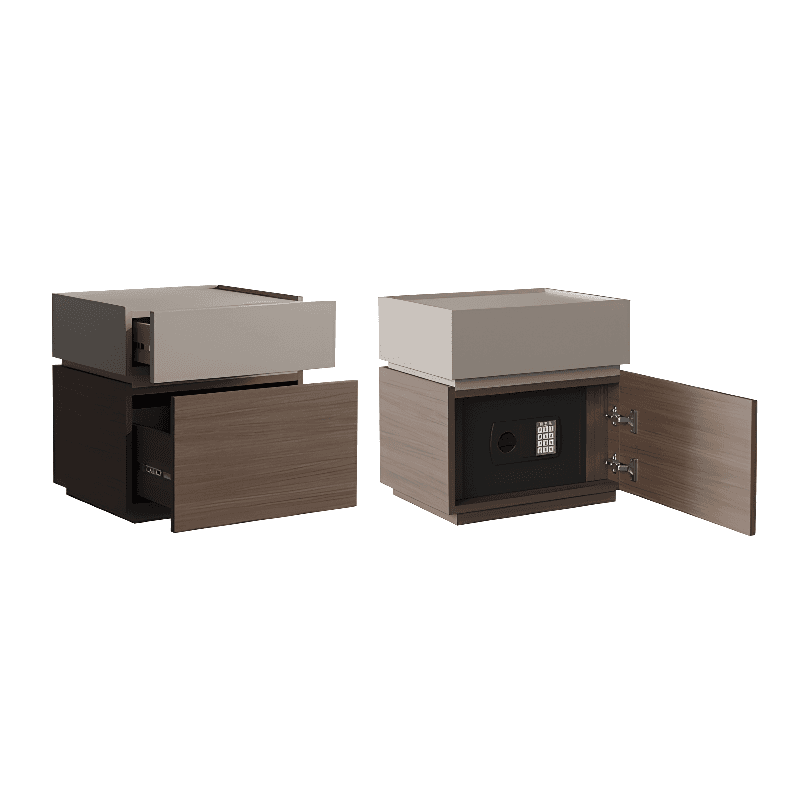 Organic Modern Bedside Cabinet Nightstand with 1 Drawer, 1 Cabinet, 2 Shelves, Right Orientation, and Particle Board Wood - image 14