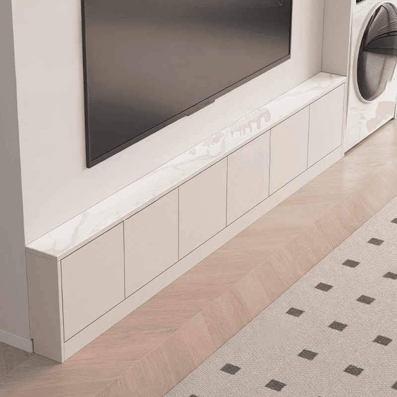 Beige Rectangular TV Stand for Parlor with Gate