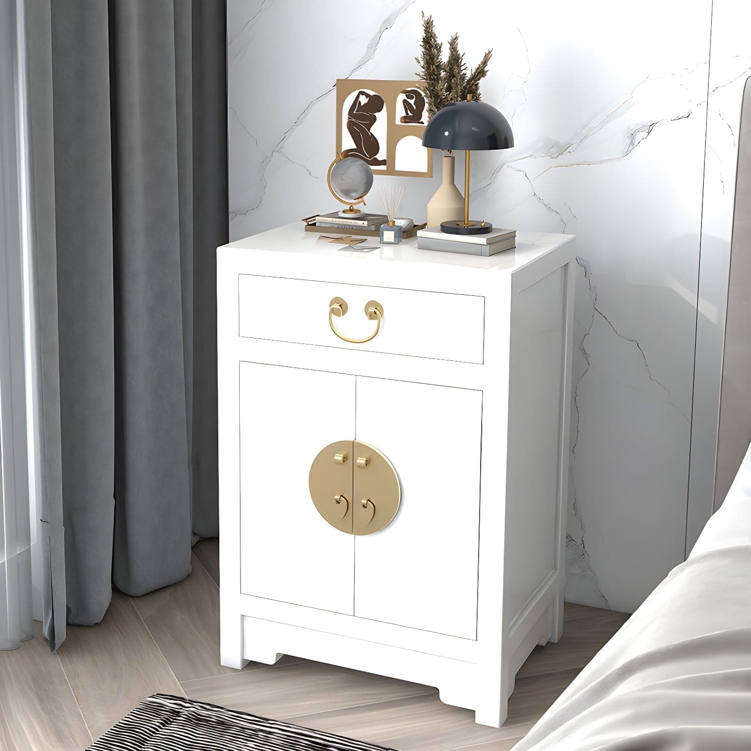 Solid Wood Nightstand with Cabinet 27.5"Tall 1 - Drawer Nightstand - image 10