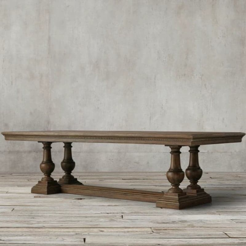 French Country Rectangle Wood Dining Table with Trestle Base, Full Assembly Needed - image 3