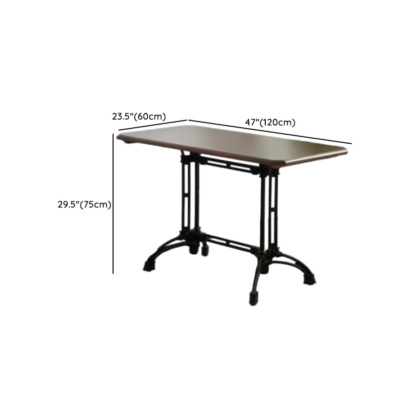 Industrial Natural Wood Finish Dining Table with a Rubber Solid Wood Tabletop and Metal Black Base - image 26