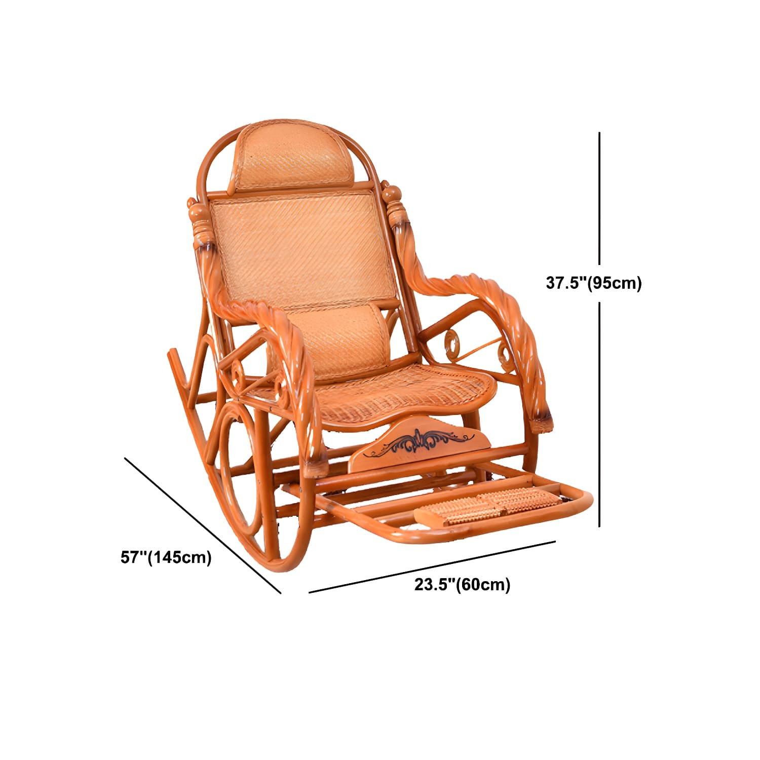 Traditional Rocking Chair Wicker Spindle Backrest Solid Color Indoor Rocking Chair - image 21