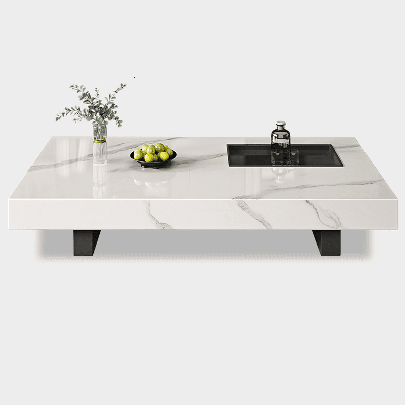 Sleek Sleigh Base Side Table with Geometric Square Top for Foyer Use - image 5