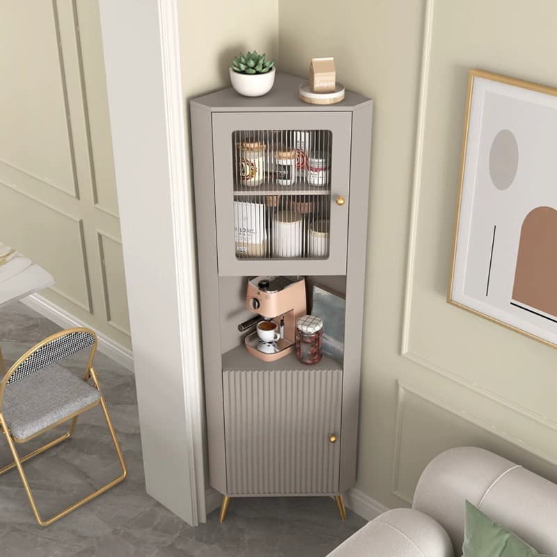 Glam Corner Cabinet with Gold Base and Glass Doors - Storage in Style - image 3