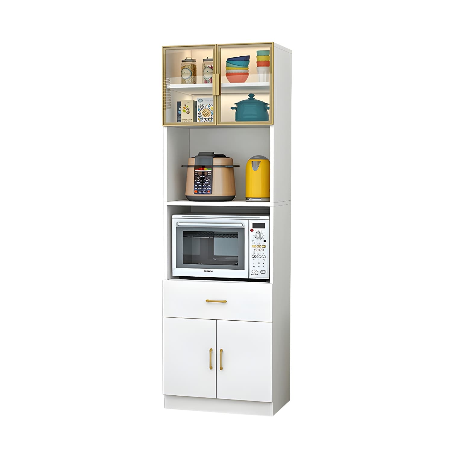 Wood Glam Server with Cabinets and Drawers - Narrow Size - Stylish and Functional - image 11