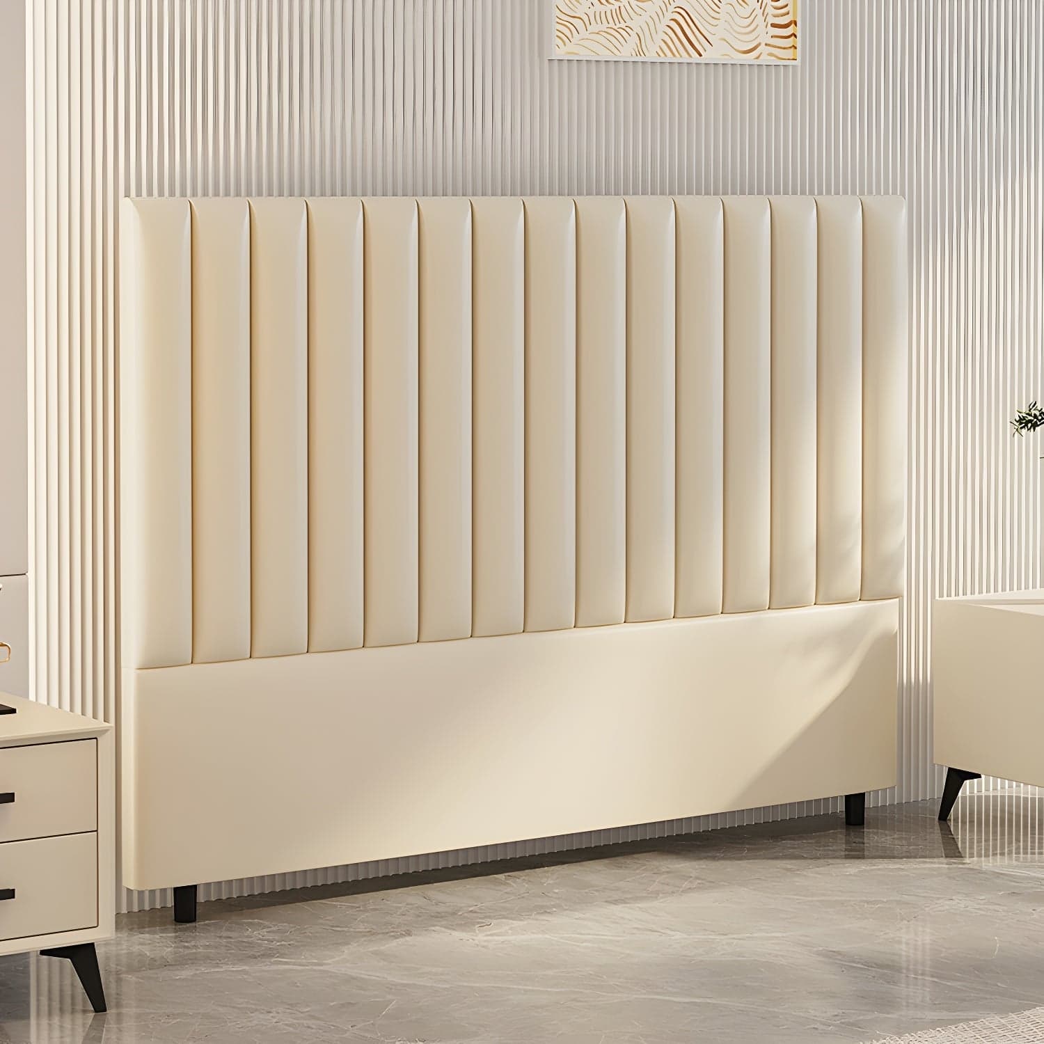 Pine Solid Wood Bed Headboard Freestanding Modern Leather Panel - image 5